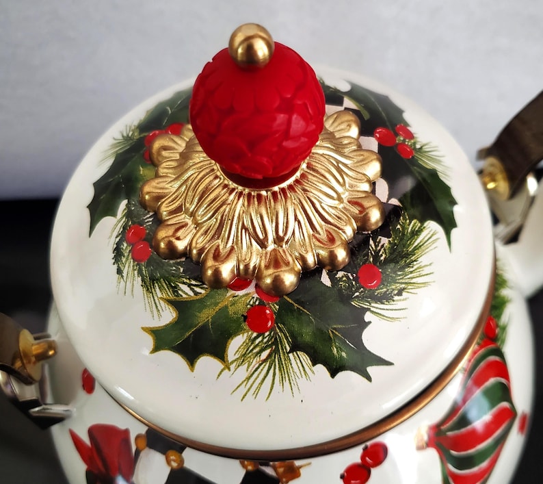 Mackenzie Childs Deck The Halls Tea Kettle - Thumbnail 4