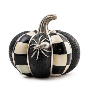 MacKenzie Childs Courtly Check spooky SPELLBOUND Spider PUMPKIN Halloween NEW in box