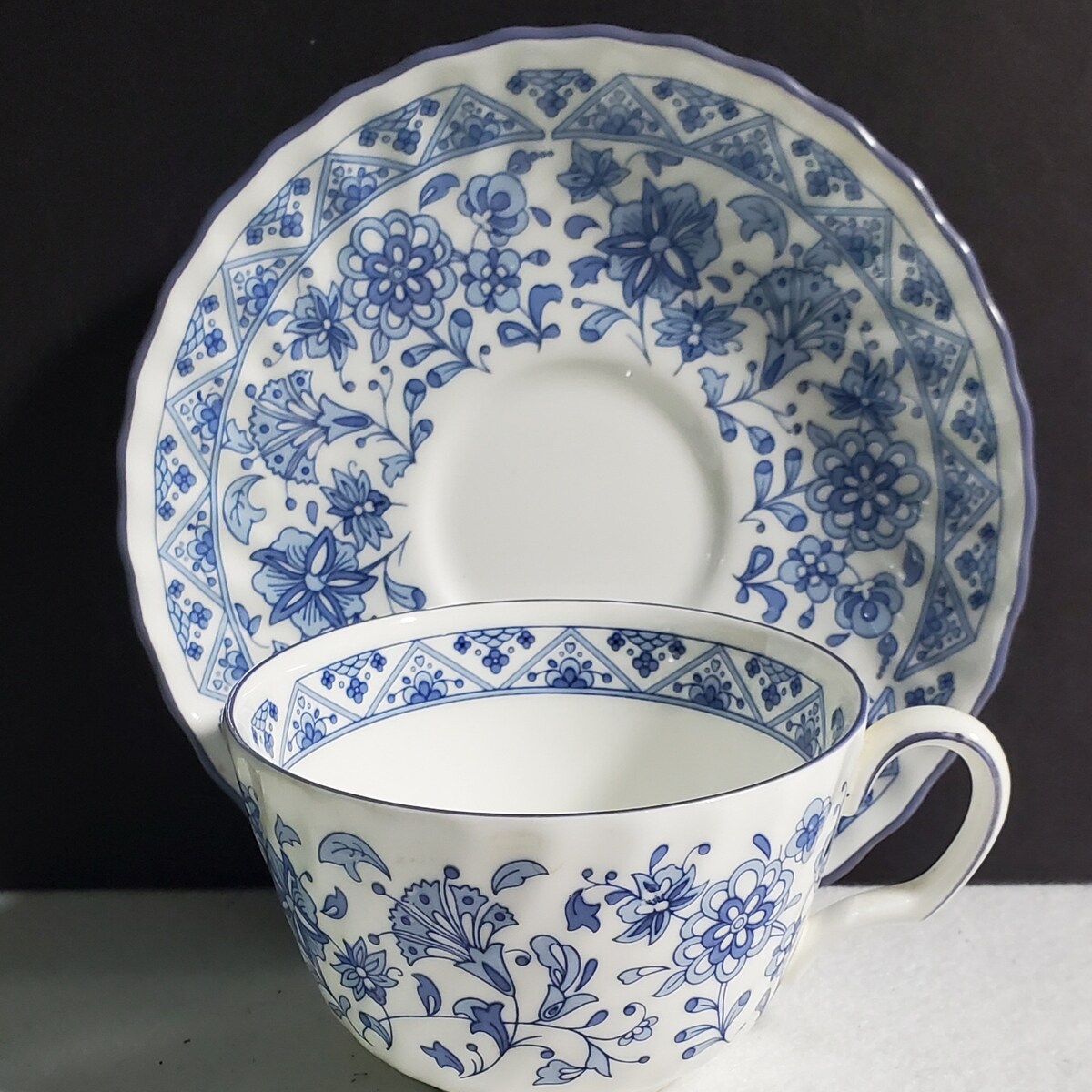 Minton England Shalimar Blue White Floral Full-size Cup and Saucer - Etsy
