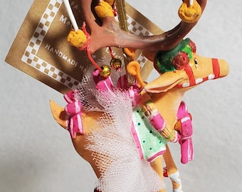 MacKenzie Childs Patience Brewster Dash Away Dancer Reindeer NEW in box 5" gift! with gift tag!