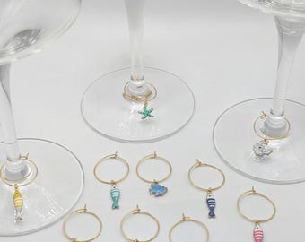 set di 10 segnabicchieri della collezione Ocean