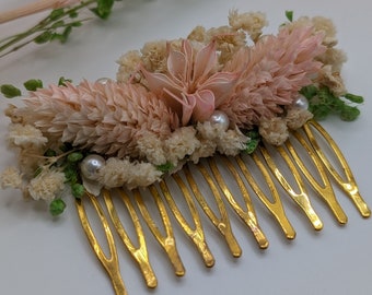 Dried flower wedding comb