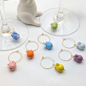 lot de 8 marqueurs pour verres à pieds lapins en céramique