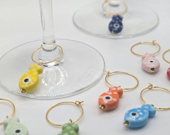 Marqueurs verres poissons lot de 10 ou 15