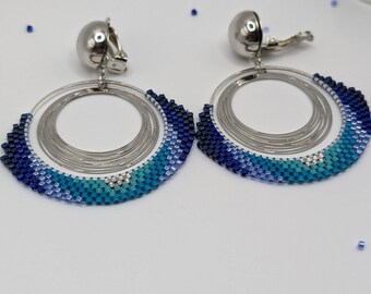 Clips oreilles silver et bleu