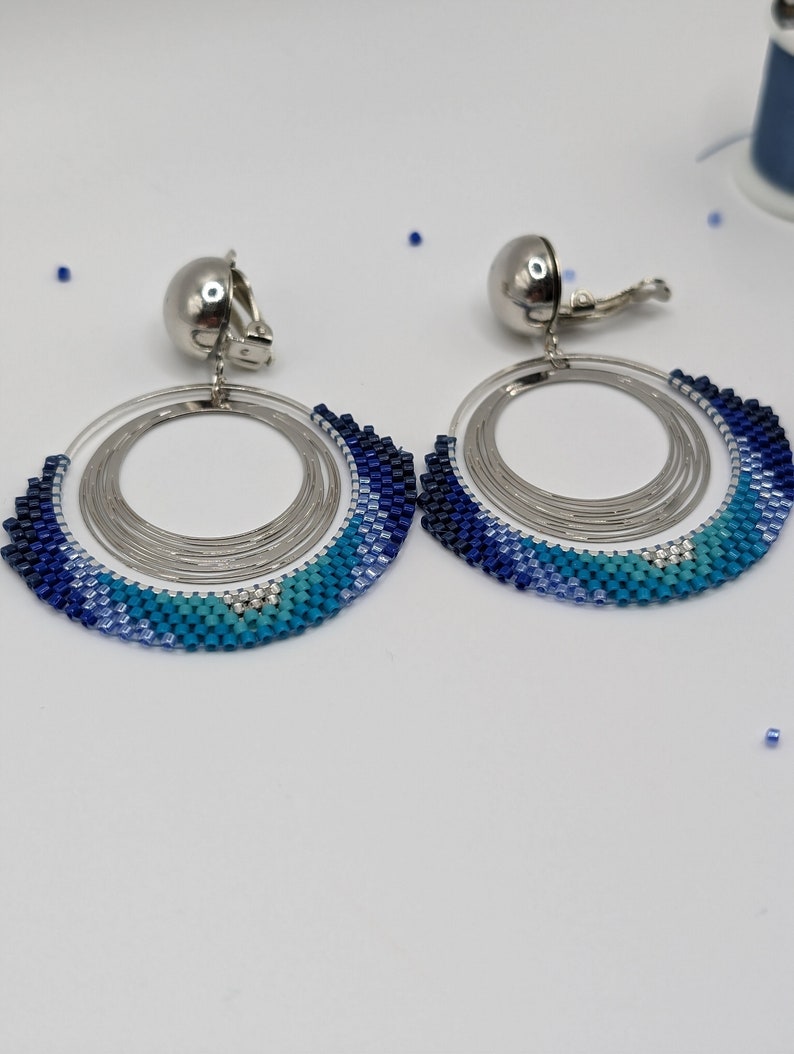 Clips oreilles silver et bleu image 1