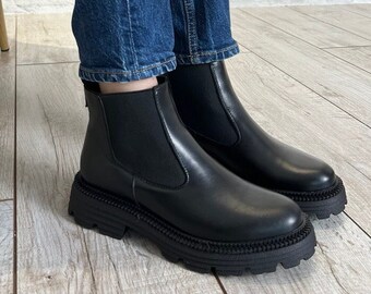 Chelsea boots, Leather boots for women, Black boots, Ankle boots, Fall Boots, Boots, Women Shoes, Shoes for Women