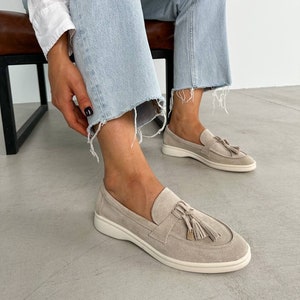 Ladies suede slip on shoes top