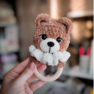 Häkelanleitung PDF - Plüsch Teddybär Rassel - Amigurumi Baby Rassel - Häkelspielzeug Muster