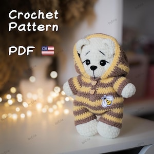 Bee Onesie Crochet Pattern – Outfit for Pajama Bear – Amigurumi Clothes PDF
