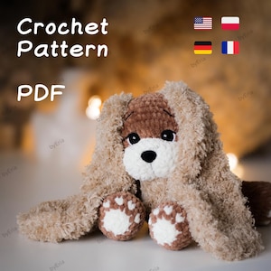 Plush Spaniel Puppy Crochet Pattern: Photo & Video Tutorial (PDF Download)