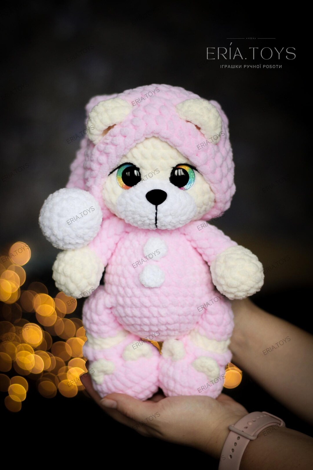 Handcrafted Crochet Teddy Bear Gift Set (3pc) - Personalised Dummy Clip main image 1