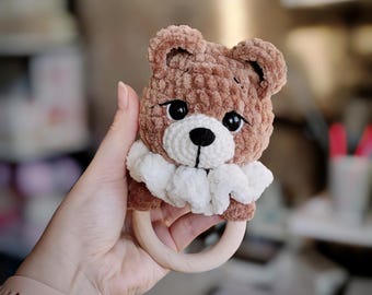 Teddy Bear Rattle Crochet Pattern | Beginner Amigurumi Toy (PDF)