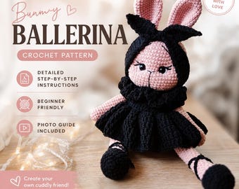 Bunny Crochet Pattern – Amigurumi Doll PDF Tutorial, Cotton Yarn Rabbit