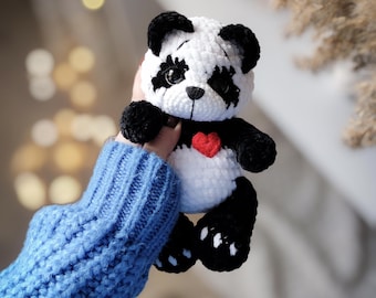 Plush Panda Crochet Pattern PDF, Amigurumi Toy