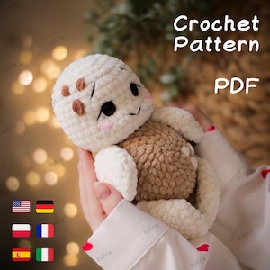 Crochet Pattern PDF - Amigurumi Turtle Pattern - Plush Turtle Toy - Stuffed Animal - Floral Turtle Crochet Pattern