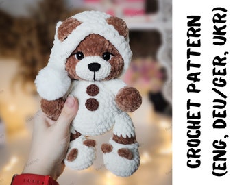 Cozy Teddy Bear in Pajamas Crochet Pattern - DIY Sleepy Bear Amigurumi