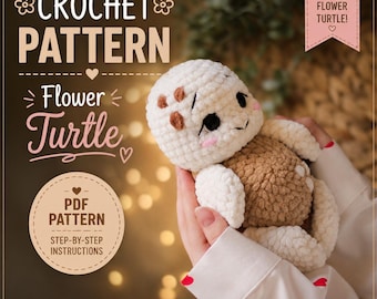 Floral Sea Turtle Crochet Pattern PDF, Plush Amigurumi Tutorial