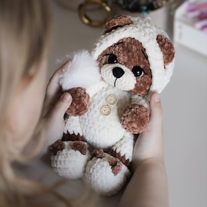 Pajama Teddy Bear Crochet Pattern PDF, Plush Amigurumi Toy