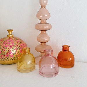 Ensemble de vases en verre aux épices d'automne, rose, jaune, vase à fleurs en verre terra, petits vases petites, bohème, bobo, mignon, ensemble de vases décoratifs, cadeau