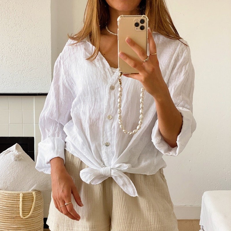 linen shirt women white