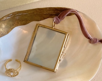 Velvet Wrap Photo Frame, A6, Petite Photo Frame Hanger, Brass Photo Frame, Picture Frame, Gift Idea, Small Gift, Treasure, Memory Keeper