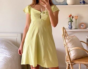 Gelato-Pastellkleid, 100 % Baumwolle, Koralle, Limette, Frühlings- und Sommerkleid, lässiger Chic, entspannt, Urlaub, feminin, unverzichtbar für die Garderobe, einfach zu tragen