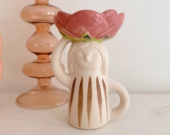 Yoga Lotus Candle Holder, Hand Painted, Spring, Floral, Yoga Studio Decor, Peaceful, Decorative Accent, Mindful Living Accessory, Yogi Gift