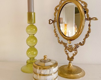 Bubble Glass Kerzenhalter Olive, mundgeblasen, dekorativ, Akzentstück-Dekor, grünes Liebhabergeschenk, immergrün, handgemacht, farbige Glaswaren