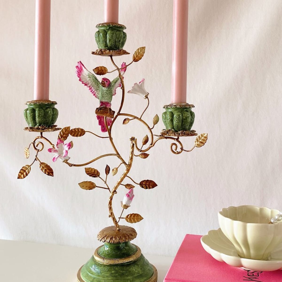 Parrot Paradise Floral Candelabra, Bird Candle Holder, Candle Holder, Hollywood Regency Decor, Luxe, Exotic, Decorative, Statement Piece - Etsy