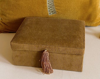 Corduroy Velvet Box Terra, Brown Jewelry Keepsake Box, Gift for Him, Gift for Her, Vanity, Cotton, Storage Box, Decorative Desk Organizer
