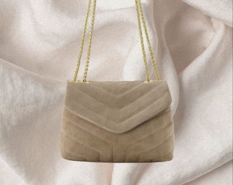 Suede Bag Beige, Beige Leather Bag, Eco-Friendly Leather, Handmade in Italy, Soft, Sustainable, Ethical, Italian Craftsmanship, Gift for Her