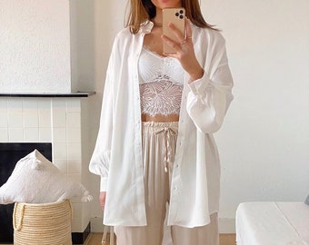 Blouse Coco, Classic Crispy White Blouse, 100% Tencel, Versatile, Wardrobe Staple, Basic Essential, Minimalist, Casual Chic, Professional