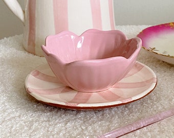 Keramische roze bloem Peony Bowl Petite, Pink Trinket Bowl, Flower Baking Vessel, Koken, Decoratieve Bowl, Moederdag, Foodie, Cadeau voor haar