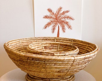 Water Hyacinth Bowl, Handwoven Basket, Earthy Tones, Eco-Friendly Decor, Boho Chic, Rustic Sustainable Home, Handmade, Kitchen Bowl Decor