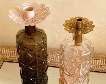 Petal Flower Bottle Candle Holder, Blush, Gold, Pistachio, Flower Tableware, Blossom, Floral Spring Wedding Decor, Hostess Gift Idea
