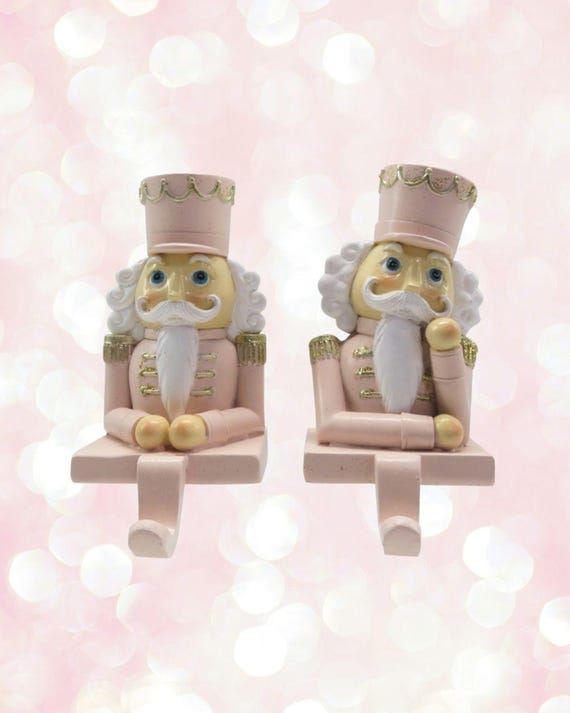 Pink Nutcracker Christmas Stocking Hanger Set of 2, Fairytale, Nostalgic, Sweet Holiday Decoration, Christmas Decoration, Winter Wonderland