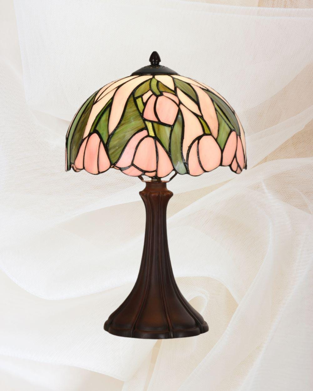 Tiffany Style Pink Tulip Flower Table Lamp, Unique Desk Lamp, Elegant Lighting, Art Nouveau, Stained Glass, French Country, Provence
