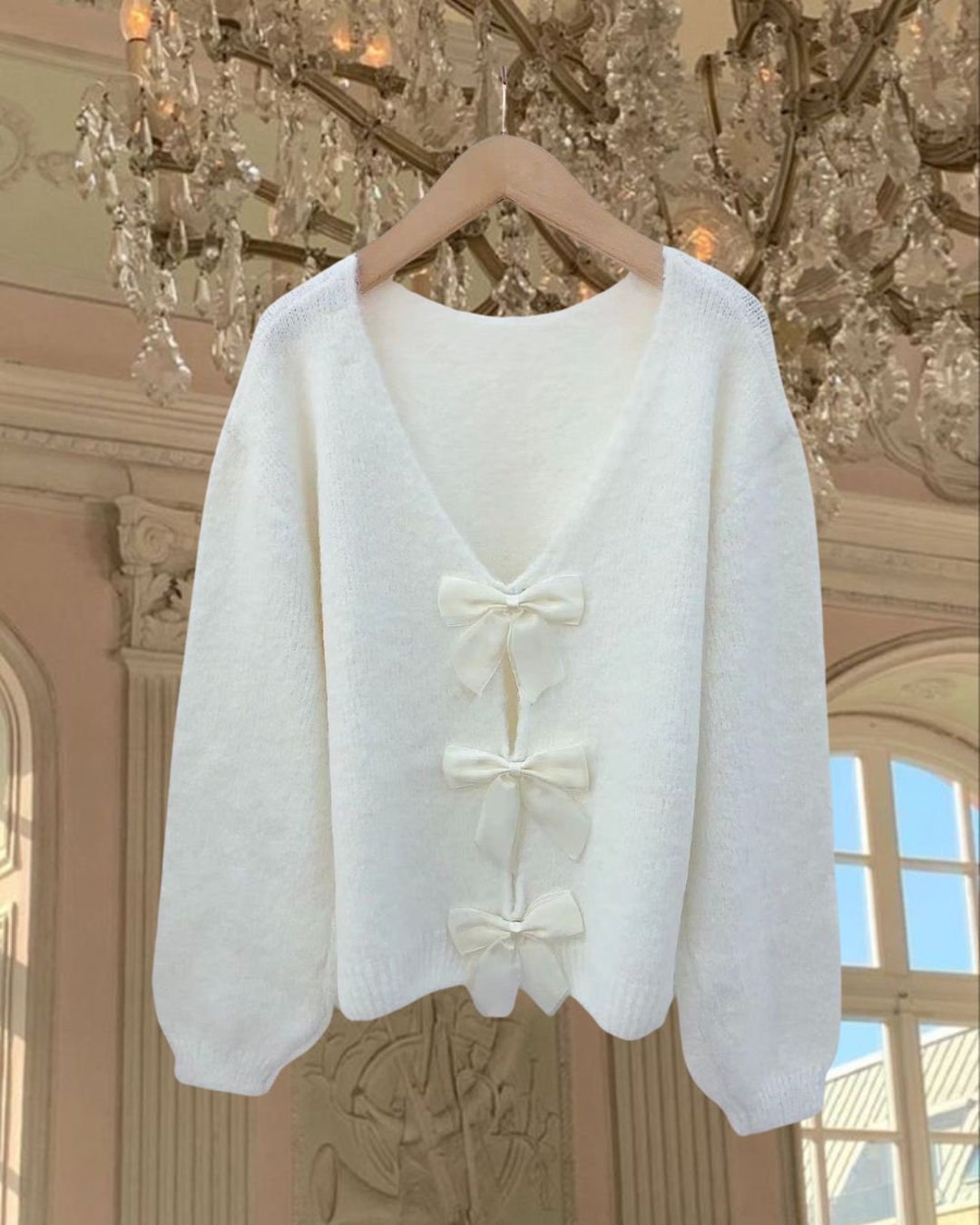 Bow Cozy Sweater, Black, Ivory, Cream, Beige, Soft Green