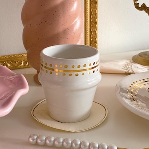 Keramik Espressotasse Kaftan, 12k Gold, handbemalte Keramik, marokkanische Teetasse, Küchengeschirr, kleine Chargenkeramik, kulturelle Geschenkidee