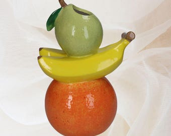 Tropical Fruit Vase, Flower Vase, Vintage Style, Farmhouse Kitchen, Colorful Home Accent, Summer Table Decor, Exotic, Fruit Lover Gift