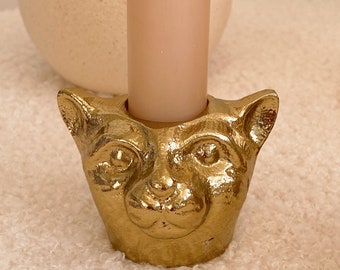 Gold Cat Candle Holder, Cat-Shaped Candlestick, Decorative, Luxe, Kitten Candle Stand, Cute Chic Cat, Charming Figurine, Gift for Cat Lovers