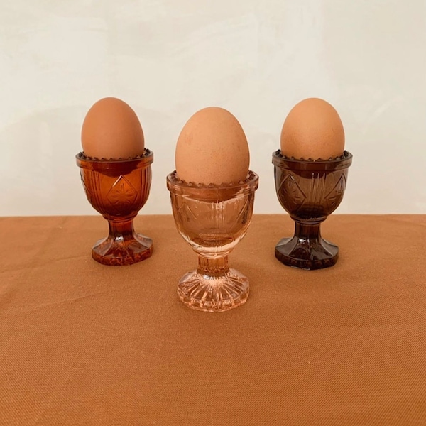 Set Of Vintage 6 Turquoise Green Glass Egg Cups - View #3