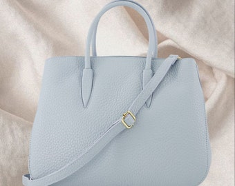 Leather Bag Rowe, Ivory, Baby Blue, Black, Chic, Timeless, Luxe, Classic, Satchel, Tote, Handmade in Italy, Icon, Muse, Vogue, Gift for Her