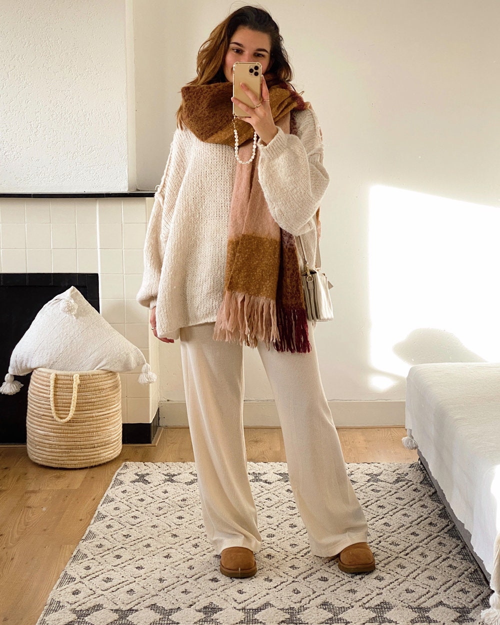 Oversized Wool Blend Sweater Latte, Wool Sweater, Oversized Ivory Knit ...