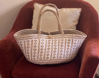 Water Hyacinth Basket With PU Leather Handle - Etsy