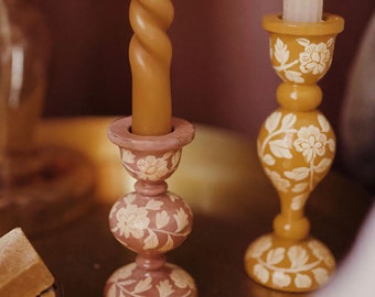 チューリップフラワーガラスキャンドルホルダー、ピンク、オレンジの花