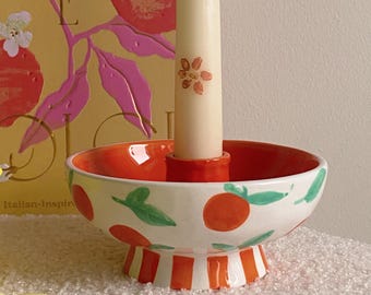 チューリップフラワーガラスキャンドルホルダー、ピンク、オレンジの花