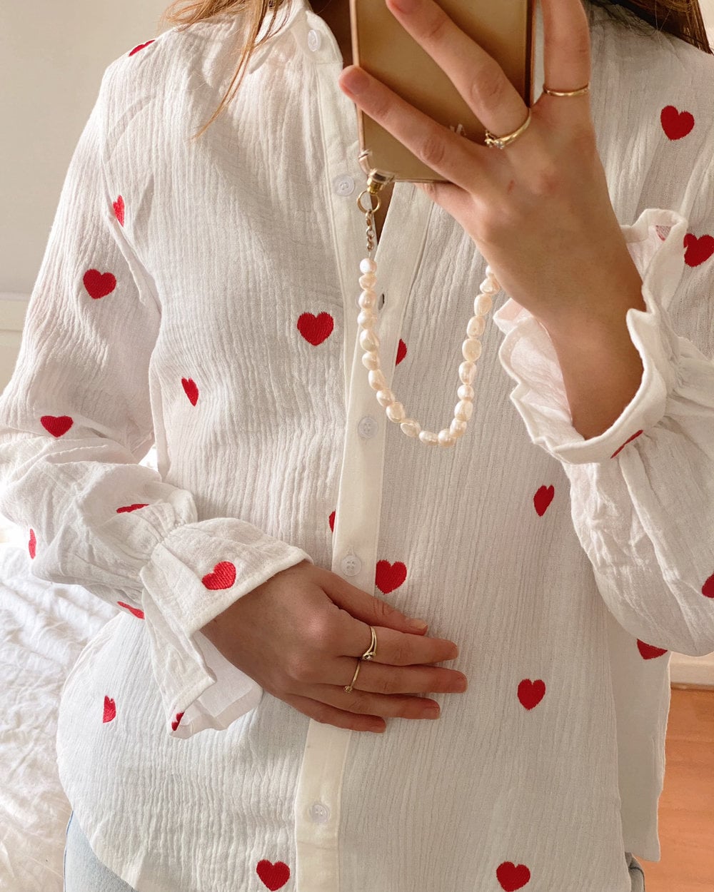 liten リテン Heart embroidered blouse アイボリー