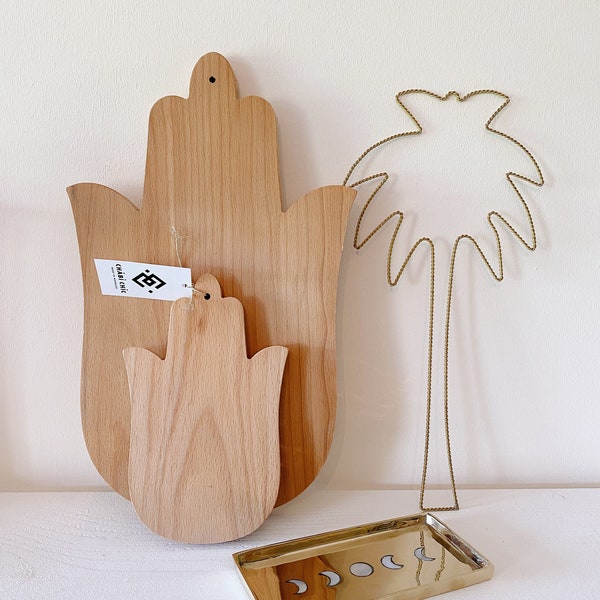 Hamsa Cutting Board, Wood Cutting Board, Handmade in Morocco, Wood Tableware, Moroccan Craft, Unique Wedding, Housewarming Gift Idea